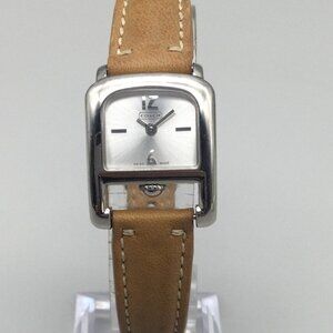 Coach Watch Women 21mm Silver Tone Swiss Buckle Style Leather Band New Battery